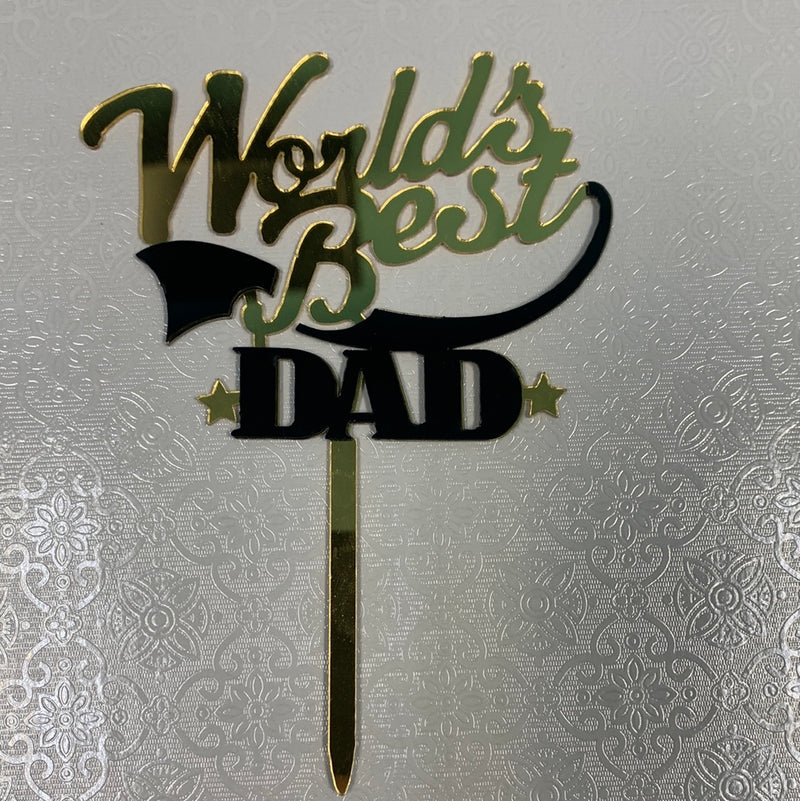 Acrylic World's Best Dad Cake Topper