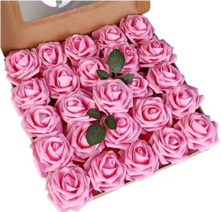 Foam Pink Roses with Stem 1pcs