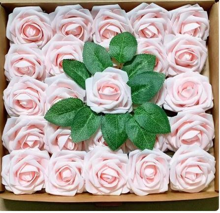 Foam Light Pink Roses with Stem 1pcs