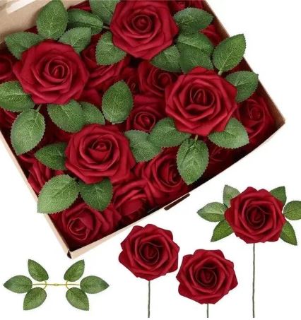 Foam Red Roses with Stem 1pcs
