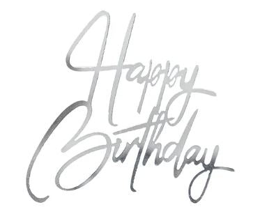 Acrylic Silver Layon Happy Birthday Script