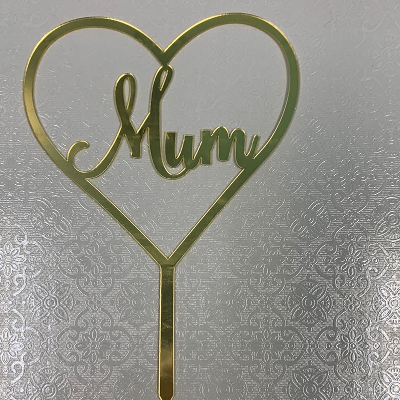 Acrylic Mum in Heart Shape Cake Topper