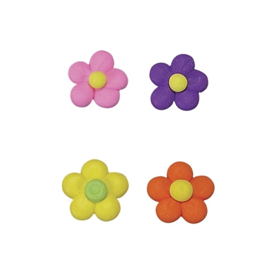 Royal Icing Toppers Med. Flower Power Neon 4 PCS