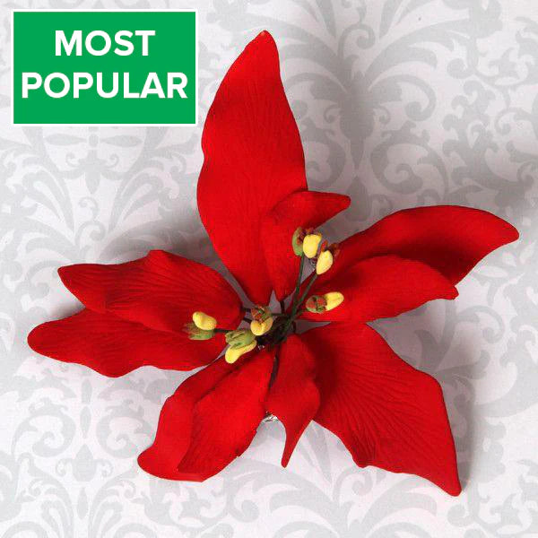 Gum Paste Flowers Small Poinsettia - Red*