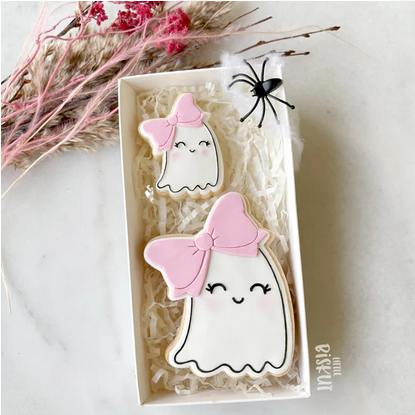 Little Biskut Ghost with Bow Cutter & Debosser Large