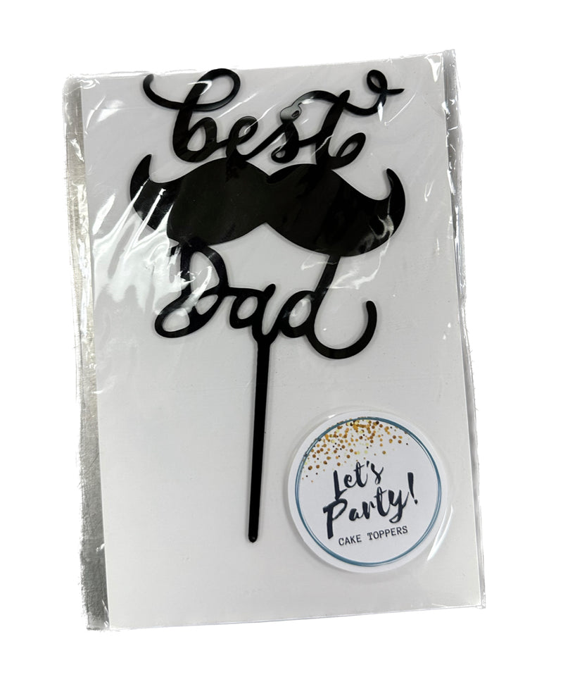Acrylic Best Dad Cake Topper Black