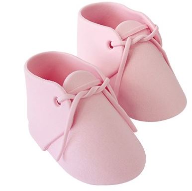 HANDCRAFTED SUGAR TOPPERS - 3.7" PINK BABY BOOTEE PK/2*
