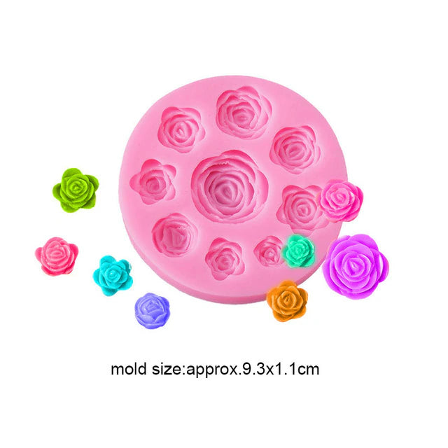 Silicone Mold 9pcs Rose*