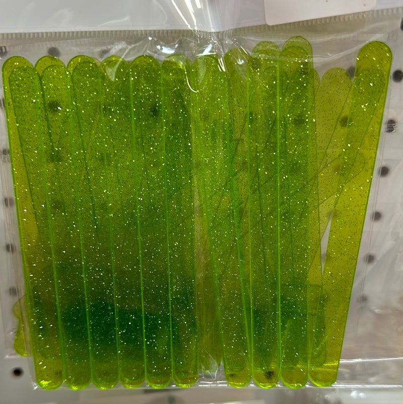 Acrylic Popsicle Sticks Green Glitter