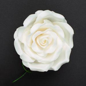 Fancy Gum Paste Rose-Large-White (w/ Wire)