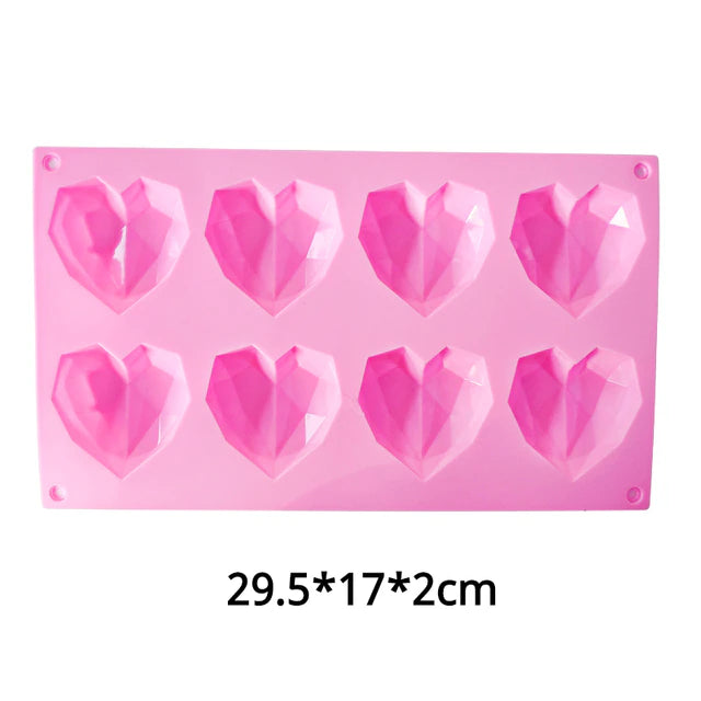 Silicone Mold Small 3D Heart Mold 8 Cavity*