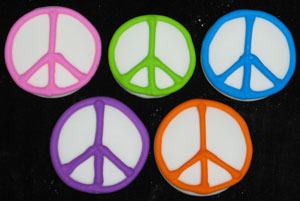 Royal Icing Toppers Peace Sign Asst Colors 5 PCS