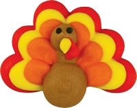 1 3/4” Royal Icing Turkey with Full Feathers 1pcs