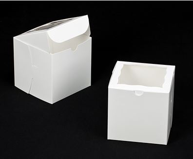 6" x 6" x 6" White/White Lock & Tab Box with Window