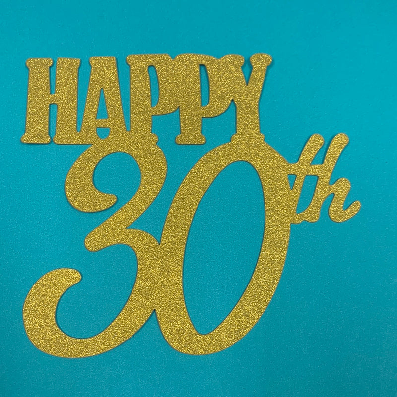 Glitter Cardstock Happy 30th B-day Gold Topper