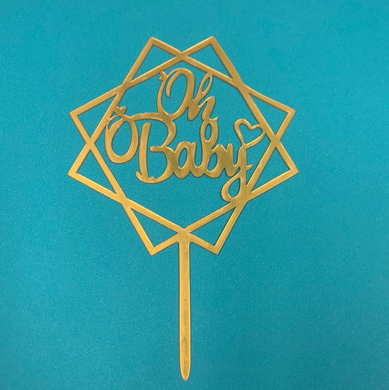 Acrylic Oh Baby Abstract Cake Topper Gold