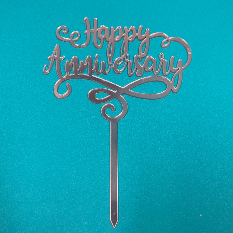 Acrylic Happy Anniversary Topper Rose Gold