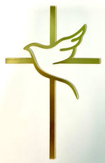 Acrylic Gold Cross with Dove Cake Topper Layon