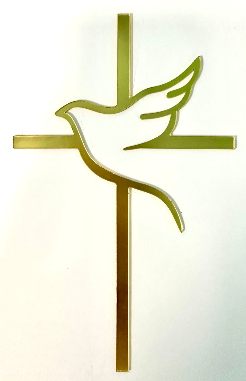 Acrylic Gold Cross with Dove Cake Topper Layon