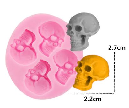 Silicone Mold Mini Skull 4 Cavity