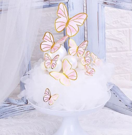 Pink and Gold Butterfly Cake Topper