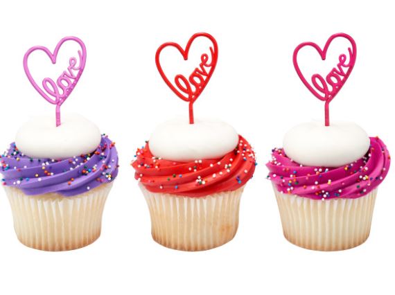 Neon Heart Assortment Cupcake Pics 12pcs