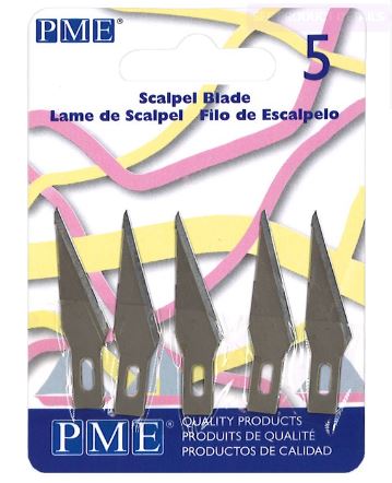 PME MODELLING TOOLS - SPARE SCALPEL BLADES FOR SUGARCRAFT KNIFE PK/5 (32MM */ 1.3”)