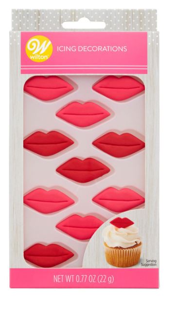 Wilton Valentine's Day Red Lips Royal Icing Decorations, 0.77 oz. (12 Pieces)