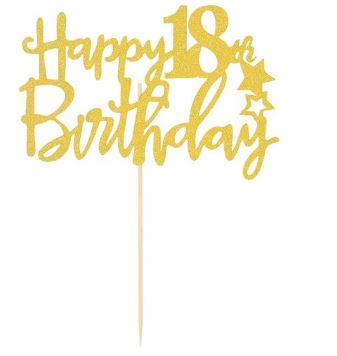 Happy 18th Birthday Cake Topper Gold