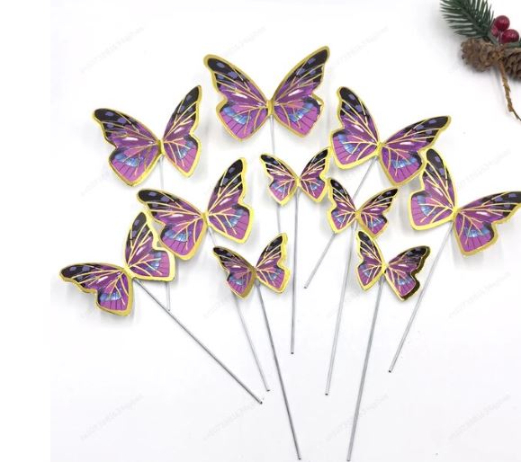 Multi Color and Gold Butterfly Cake Topper