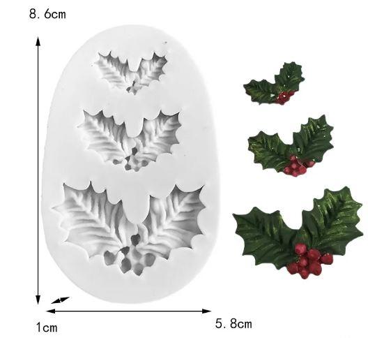 Silicone Mold Holly Leaf 3 Cavity