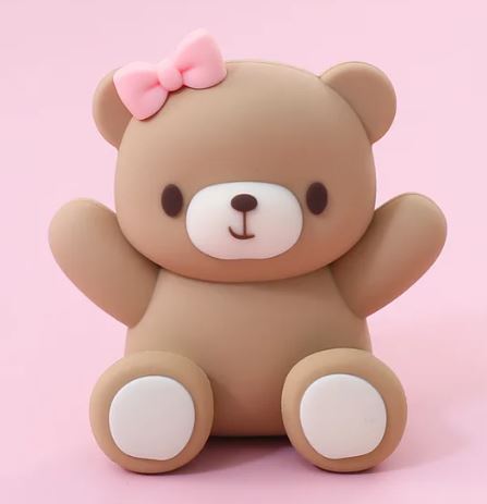 3D Sitting Teddy Bear Pink Cake Decoration