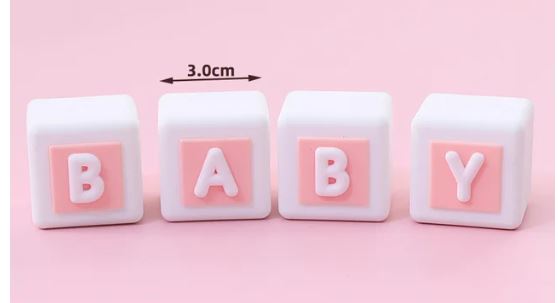 3D Baby Blocks Pink Cake Decoration