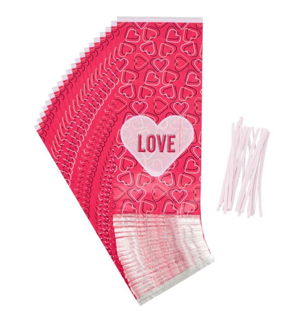 Wilton"LOVE" and Hearts Valentine's Day Treat Bags and Ties, 20-Count