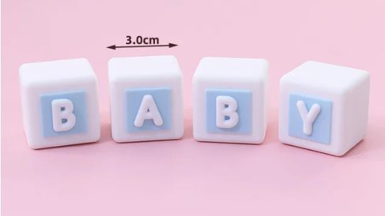 3D Baby Blocks Blue Cake Decoration