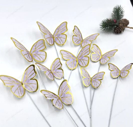 Purple and Gold Butterfly Cake Topper