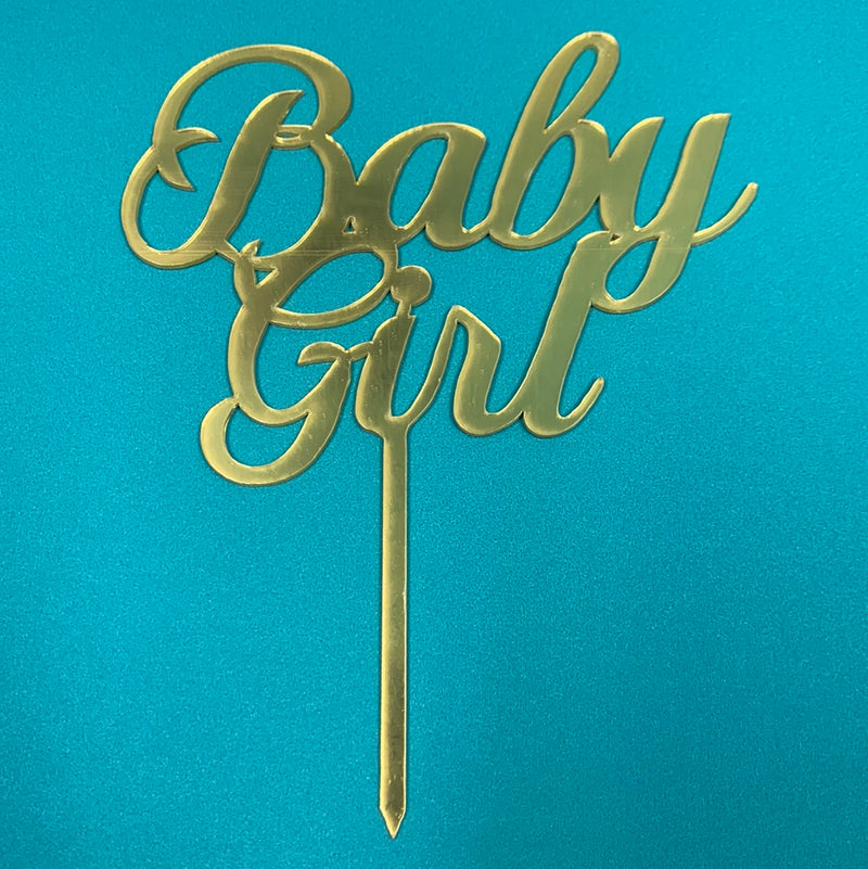 Acrylic Baby Girl Cake Topper Gold