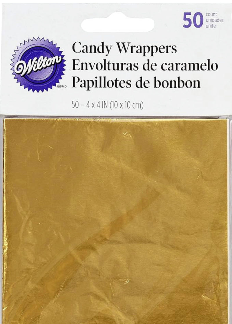 Wilton 4” x 4” Candy Wrappers-GOLD (50 Pack)