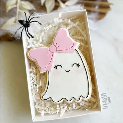 Little Biskut Ghost with Bow Cutter & Debosser Large