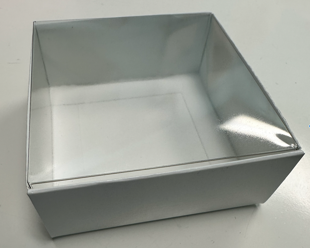 4” x 4” x 1 3/4” White Box With Clear Lid