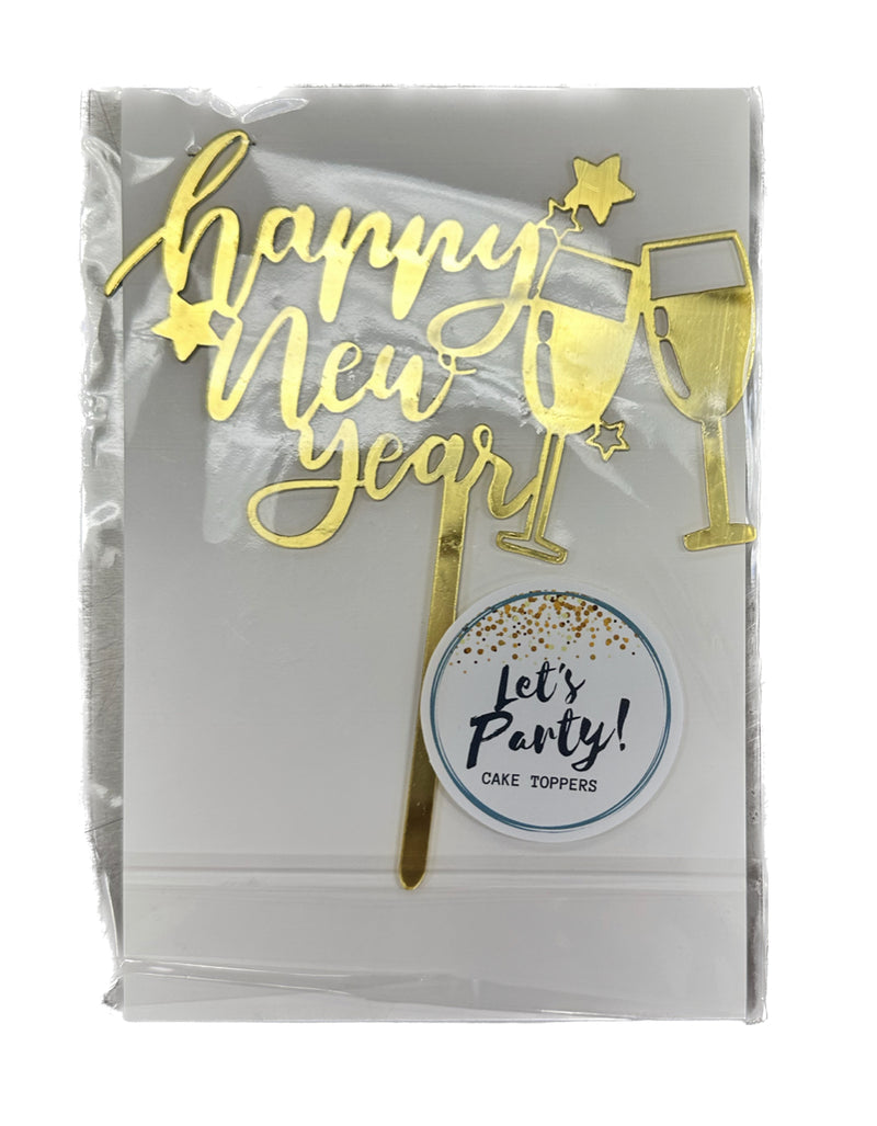 Acrylic Happy New Year Cake Topper Gold