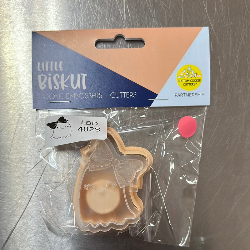 Little Biskut Mini Ghost with Bow Cutter & Debosser