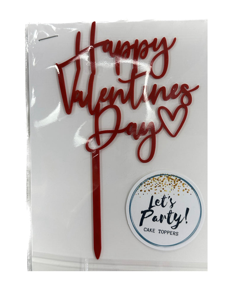 Acrylic Happy Valentine’s Day Cake Topper Red