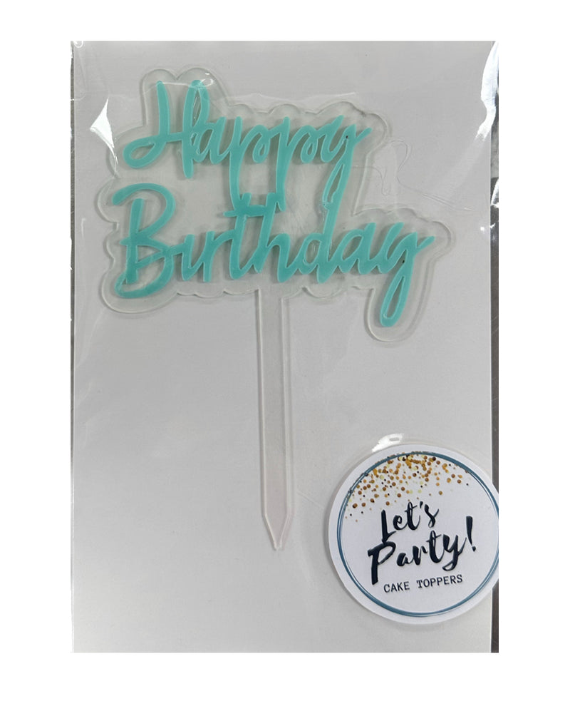 Acrylic Happy Birthday Cake Topper Teal