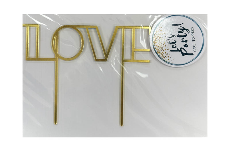 Acrylic LOVE Cake Topper Gold