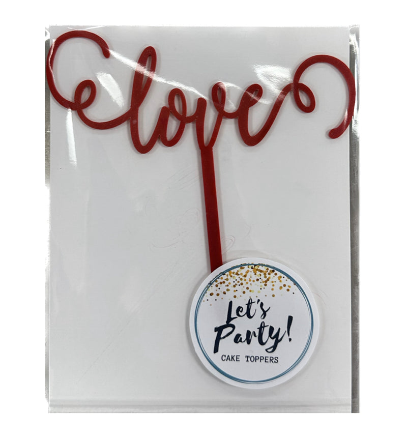 Acrylic Love Cake Topper Red