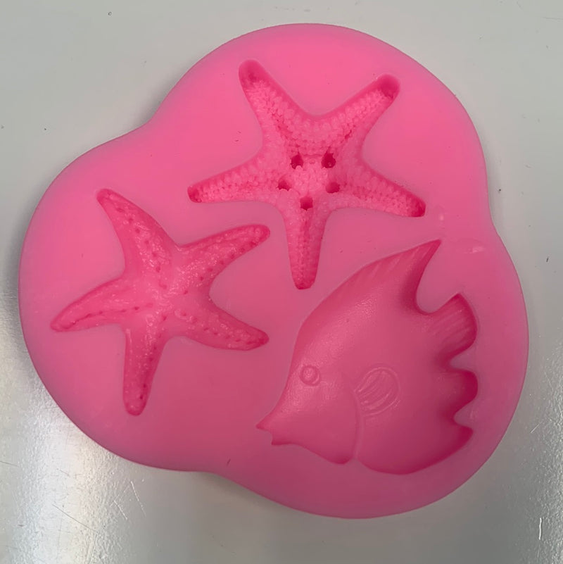 Silicone Mold Starfish and Fish 3pcs*