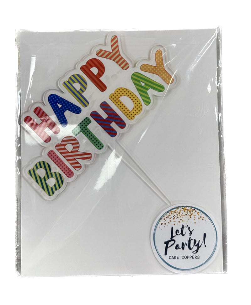 Acrylic Happy Birthday Cake Topper Colorful