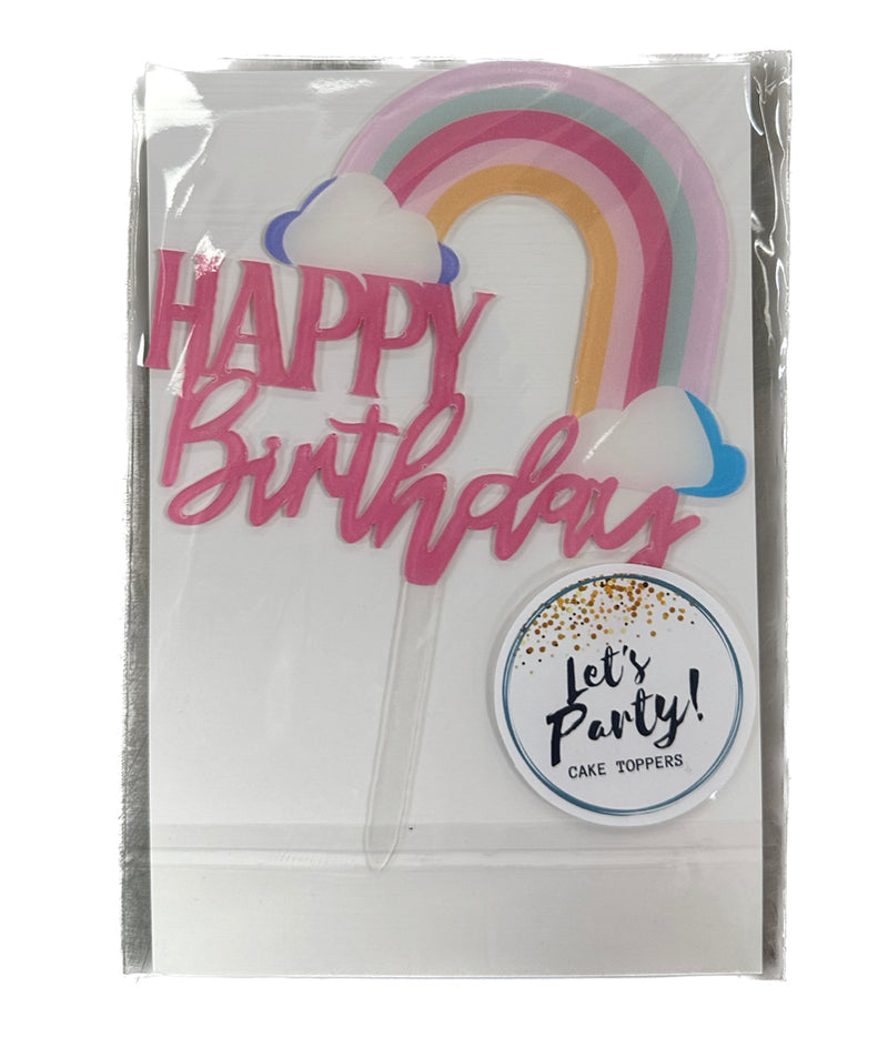 Acrylic Happy Birthday Cake Topper Rainbow