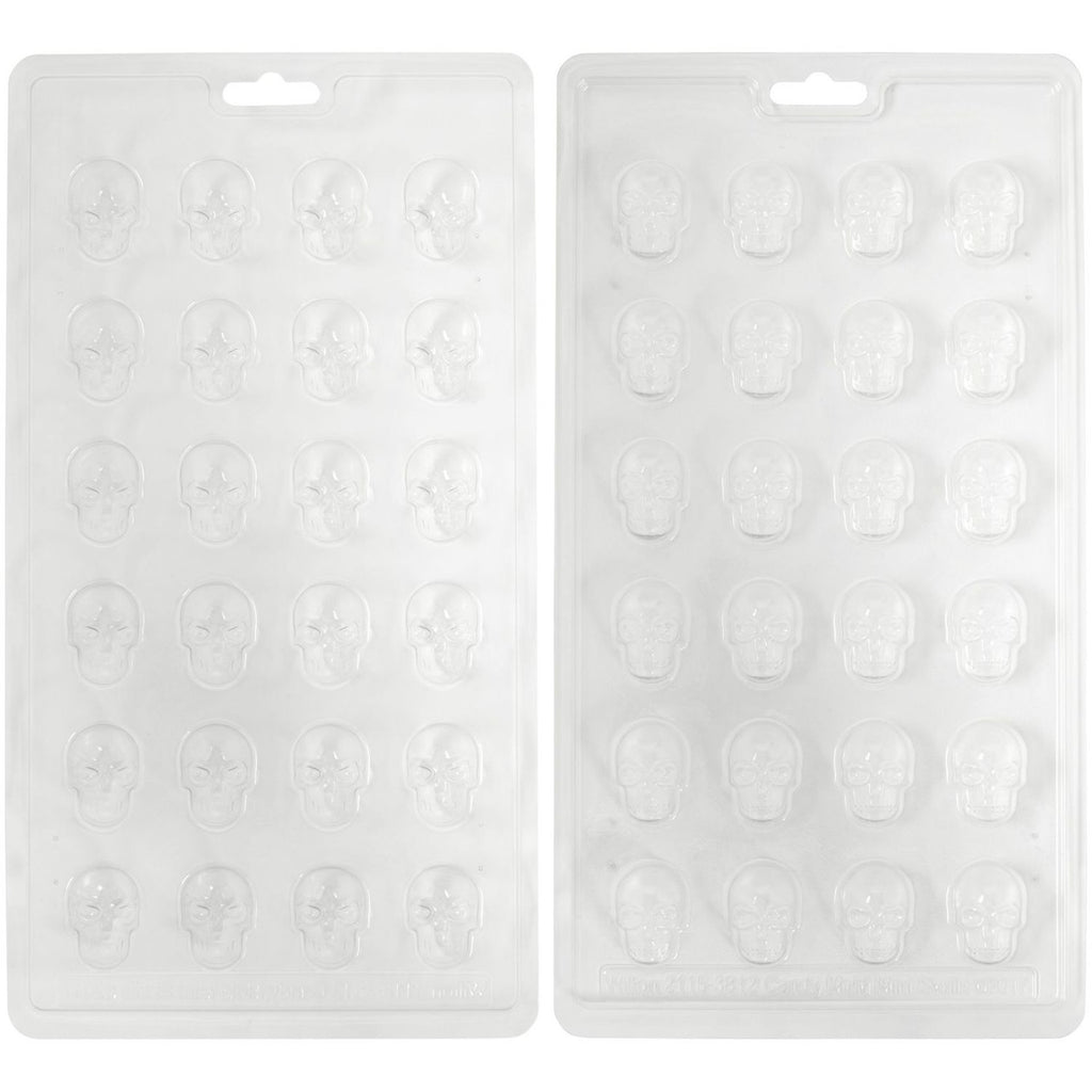 Wilton Halloween Mini Skull-Shaped Plastic Candy Mold, 24-Cavity